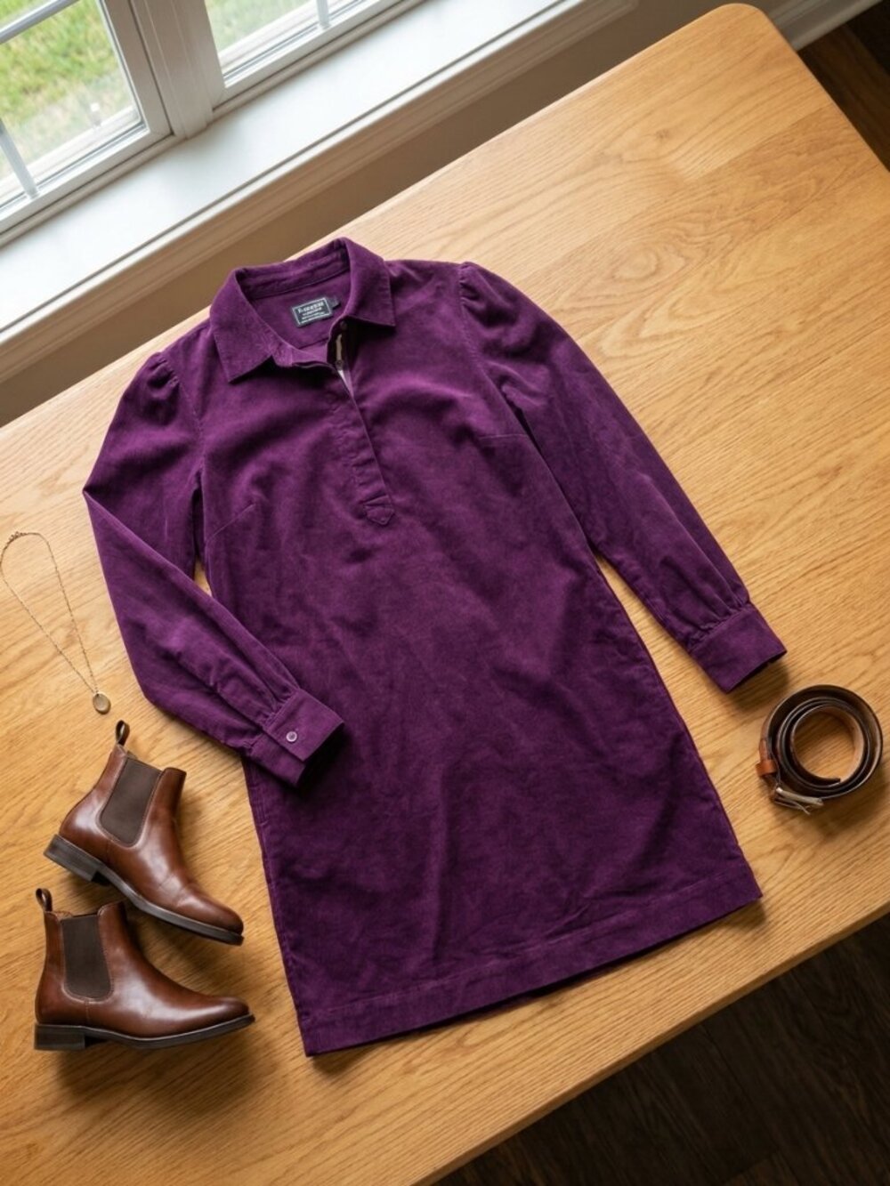 NWOT Vineyard Vines Wine Corduroy Shirt Dress | Size M